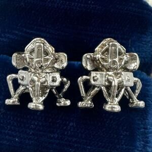 925 sterling silver 3D NASA Apollo lunar module post earrings 5.15 grams